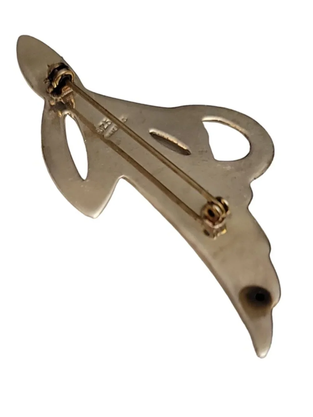 Sterling Silver Leaf Hollow Puffy Pin Brooch, M697